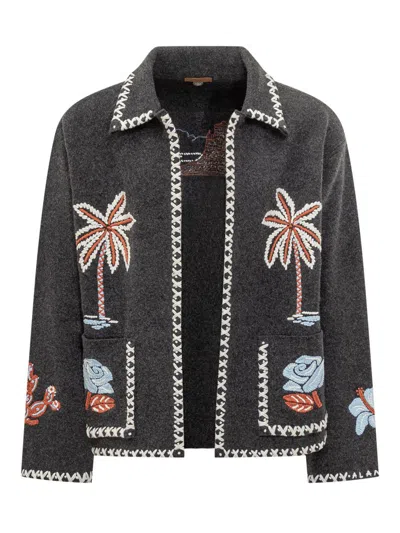 ALANUI ALANUI ALANUI EMBROIDERED JACKET WITH PALM MOTIF