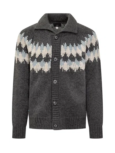 Alanui Sweet Winter Fair Isle-pattern Button Cardigan In Gray