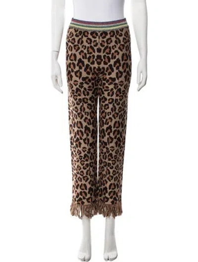 Pre-owned Alanui Animal Print Straight Leg Pants In Neutrals