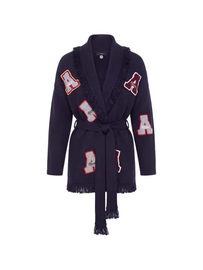 Alanui Long-sleeve Tie-front Cardigan In Purple