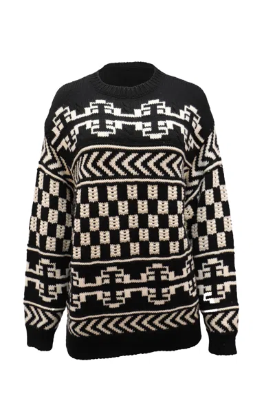 Alanui Aztec Print Sweater In Black Wool