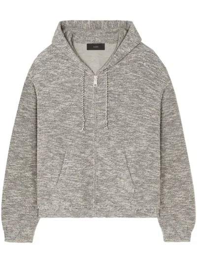 Alanui B&w Mouline Zipped Hoodie In Black