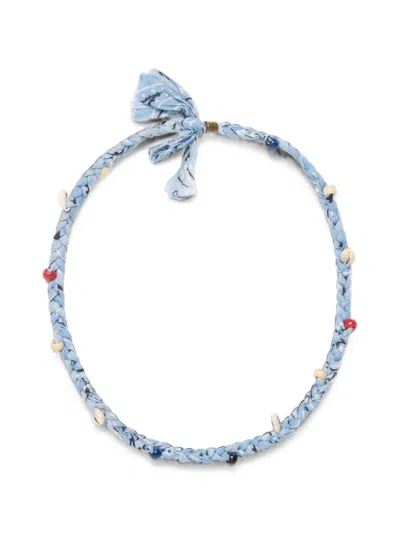 Alanui Bandana Braided Cowrie-shell Necklace In Blue
