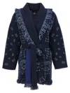 Alanui Bandana-pattern Cashmere Cardigan In Blue