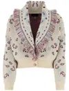 Alanui Jacquard Cardigan Embroidered Fringe Detailing In White