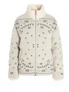 Alanui Woman White And Multicolour Bandana Puffer Jacket In White
