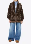 Alanui Bandana-pattern Cashmere Cardigan In Brown