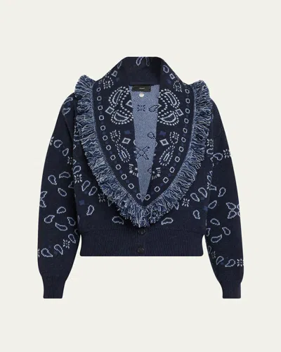 Alanui Bandana Jacquard Cardi-bomber In Blue