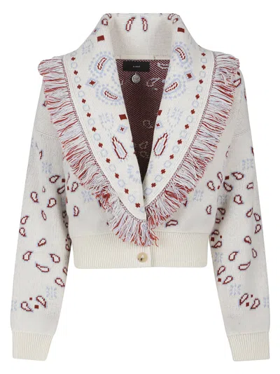 Alanui Bandana Jacquard Cardi-bomber In Chalkma