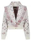 Alanui Bandana Jacquard Cardi-bomber In Chalkma