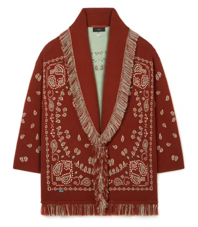 Alanui Bandana Jacquard Cardigan Brick Red Mult In Brown