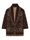 Alanui Bandana-pattern Cashmere Cardigan In Brown