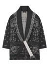 Alanui Bandana-jacquard Fringed Cardigan In Gray