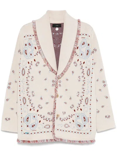 Alanui Bandana Jacquard Cardigan In Nude