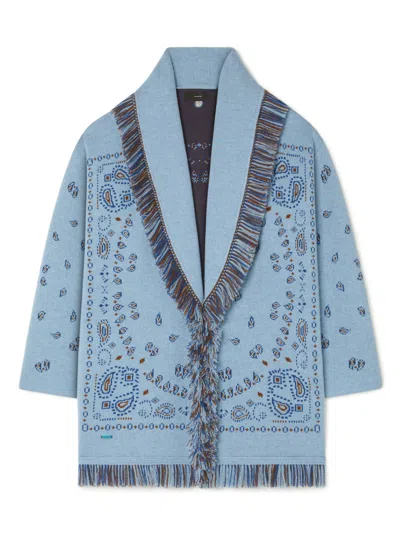 Alanui Bandana Jacquard Cardigan Onda/multicolo In Blue