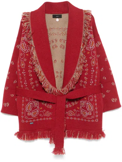 Alanui Cardigan Mit Bandana-jacquardmuster In Rot
