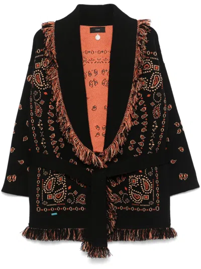 Alanui Cardigan Mit Bandana-jacquardmuster In Schwarz