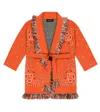 Alanui Cardigan Aus Jacquard In Tiger Lily