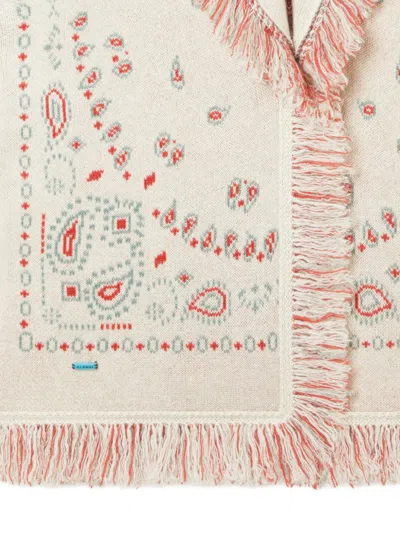 Alanui Bandana Jacquard Cashmere And Linen Cardigan In Sand