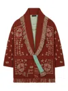 Alanui Bandana Jacquard Cashmere Cardigan In Orange