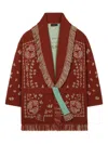 Alanui Bandana Jacquard Cashmere Cardigan In Red