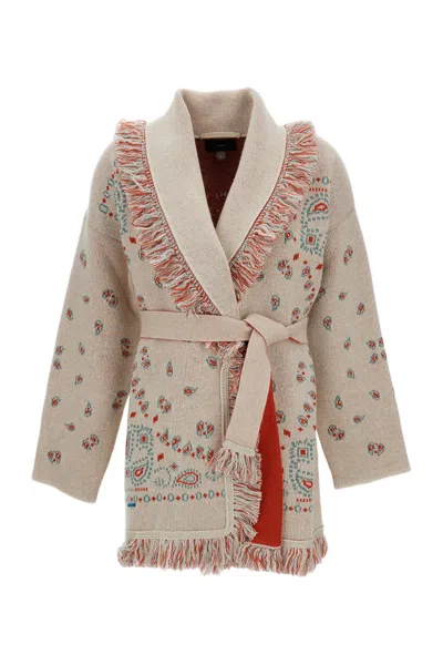Alanui Bandana Jacquard Cashmere Cardigan With Removable Belt In Multi