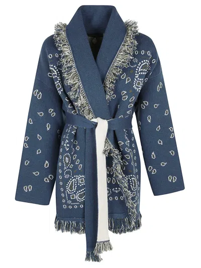 ALANUI BANDANA JACQUARD CASHMERE CARDIGAN WITH TWO-TONE BELT CLOSURE