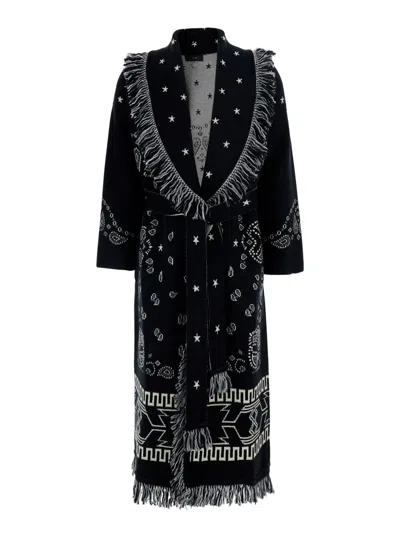 Alanui Bandana Jacquard Coat In Black