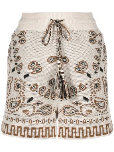 Alanui Shorts Mit Bandana-jacquardmuster In Nude