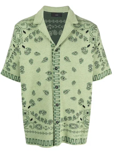 Alanui Bandana-jacquard Cotton Shirt In Grün