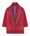 Alanui Bandana-jacquard Fringe Cardigan In Red