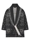 Alanui Bandana-jacquard Fringed Cardigan In Gray
