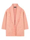 Alanui Long Fringe Cardigan Shawl Collar In Pink