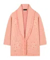 Alanui Long Fringe Cardigan Shawl Collar In Pink