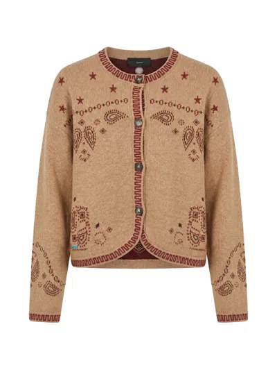 Alanui Bandana Jacquard Paisley-intarsia Wool Cardigan In Brown