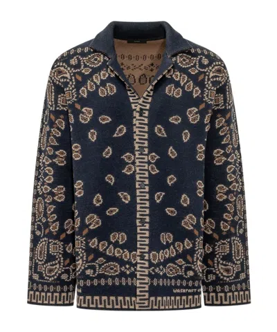 Alanui Bandana Jacquard Polo Shirt In Black