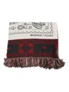 Alanui Fringed Multicolor Wool Scarf With Geometric Motifs In Red