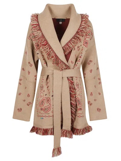 Alanui Bandana Jacquard Shawl-collar Cashmere Cardigan In Multi