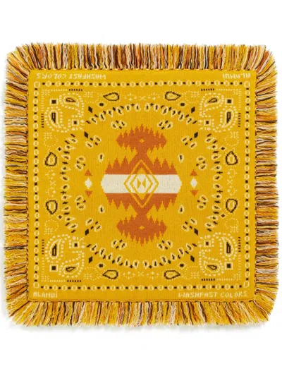 Alanui Bandana Jacquard Virgin-wool Cushion In Yellow