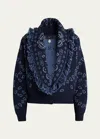 Alanui Bandana-jacquard Fringed Cardigan In Midnight B