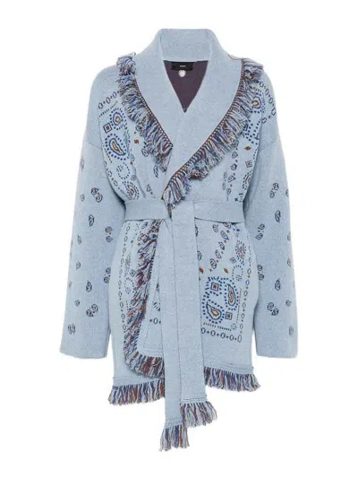 Alanui Bandana Jaquard Cardigan In Light Blue