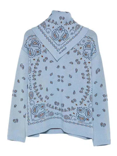 Alanui Bandana Jaquard Sweater In Light Blue