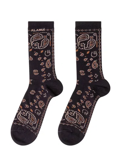 Alanui Bandana Knit Socks In Navy Blue