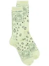 Alanui Bandana Logo-embroidered Ribbed-knit Socks In Green