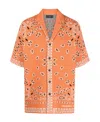 Alanui Bandana Motif Cuban Collar Shirt In Orange