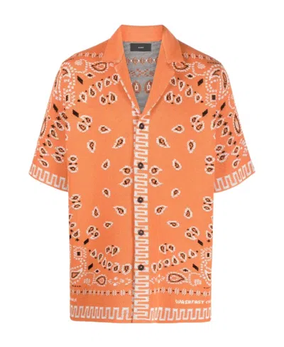 Alanui Bandana-motif Piqu� Shirt In Orange