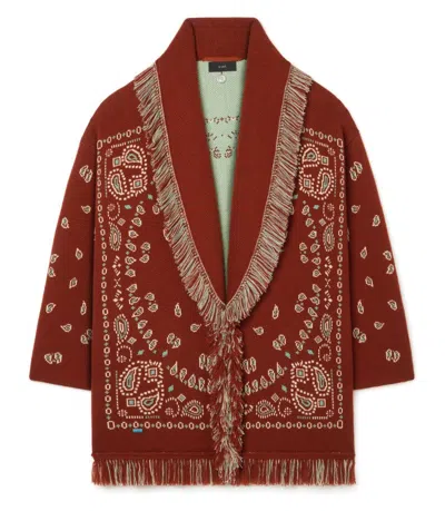 Alanui Bandana Jacquard Cardigan Brick Red Mult In Burgundy