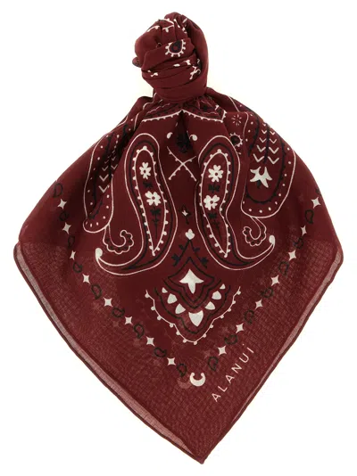 Alanui Paisley Print Square Bandana Hair Accessory In Burgundy