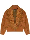 Alanui Bandana-pattern Cashmere Cardigan In Brown