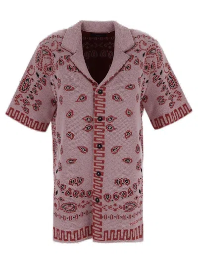 Alanui Bandana Pattern Straight Hem Bowling Shirt In Pink